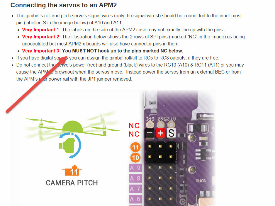 gimbal apm wrong pins V SS M